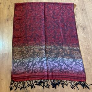 Red flowered pashmina scarf (not authentic).